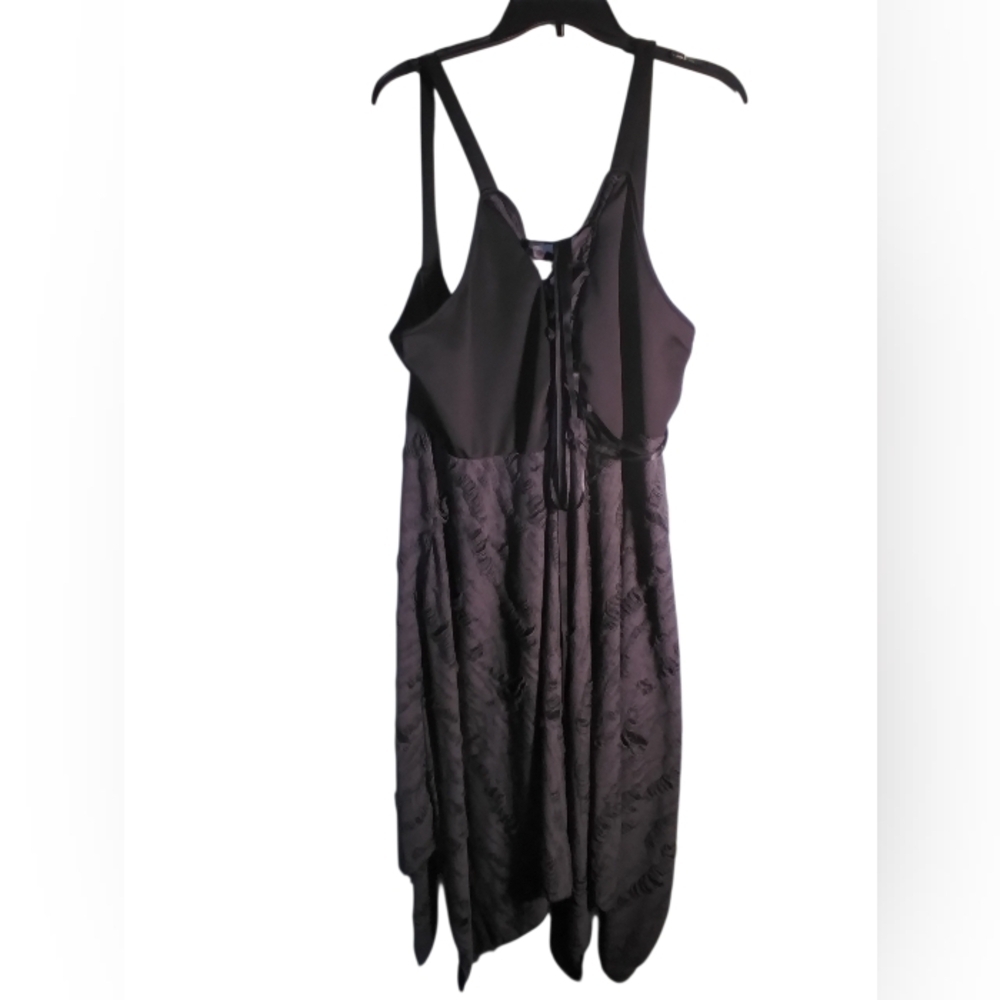 Black Spaghetti Strap Lace Up Dress Asymetrical Hem Witchy Dark Fairy Goth